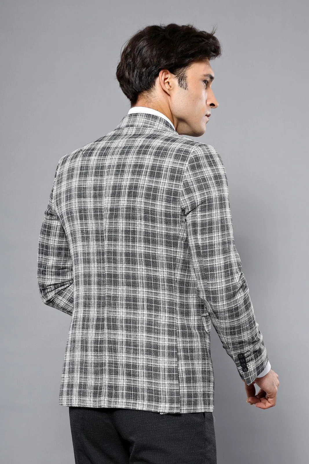 15445 Grey-Black Blazer Jacket