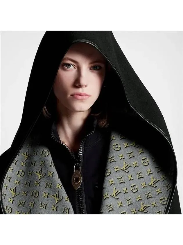 3D Monogram Double Breasted Wrap Coat Black