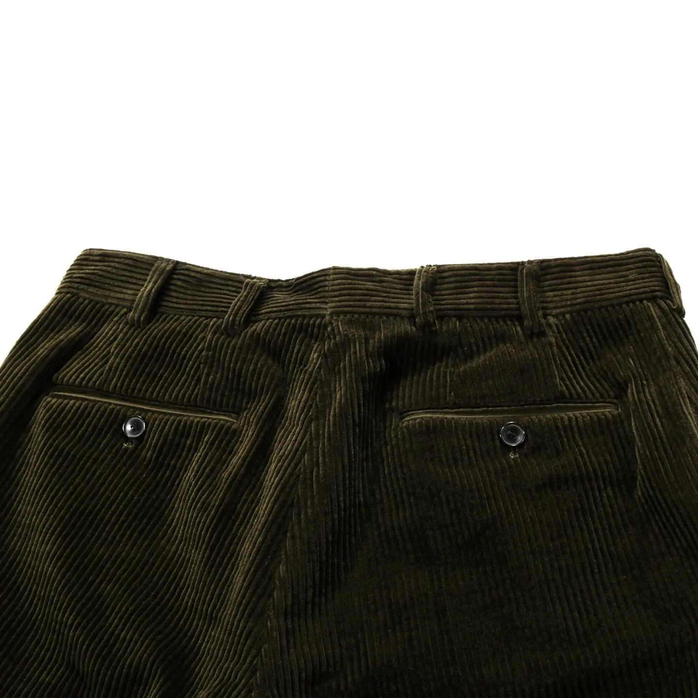 A KIND OF GUISE RELAXED TAILORED TROUSERS OLIVE CORDUROY