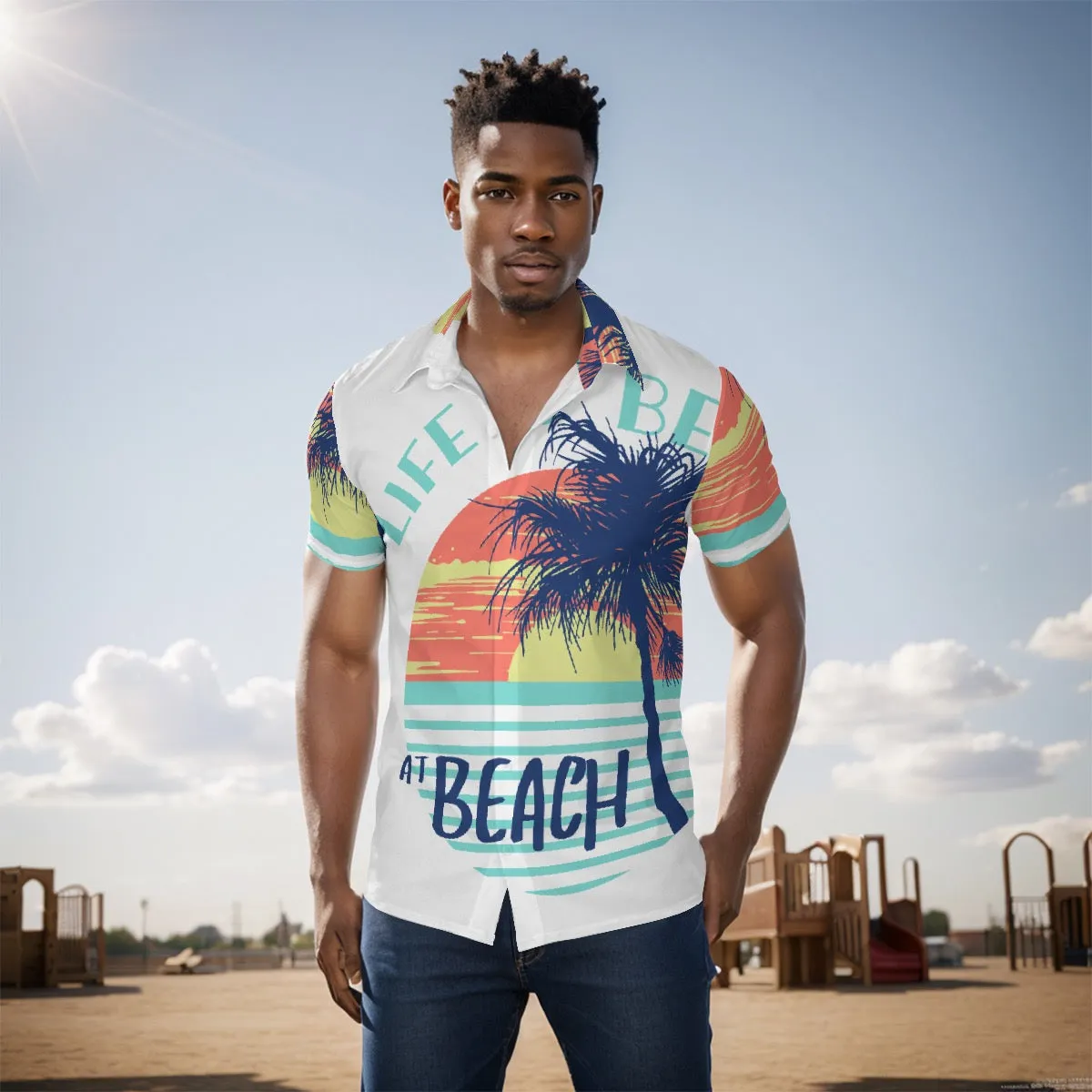 All-Over Print Men's Shirt  J 48 beach print