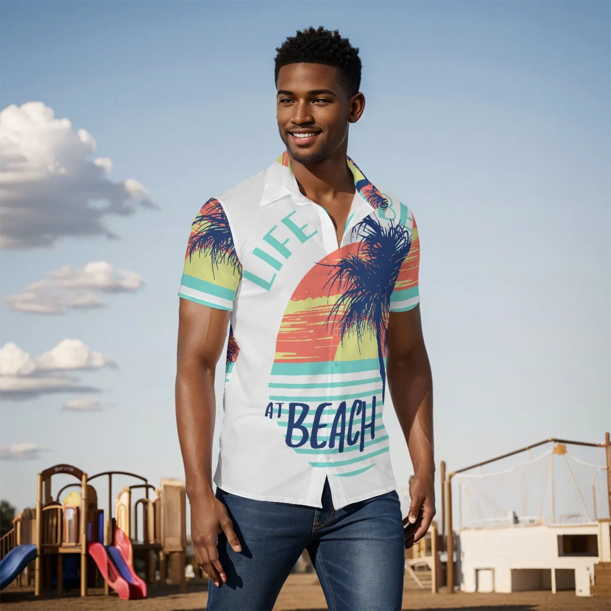 All-Over Print Men's Shirt  J 48 beach print