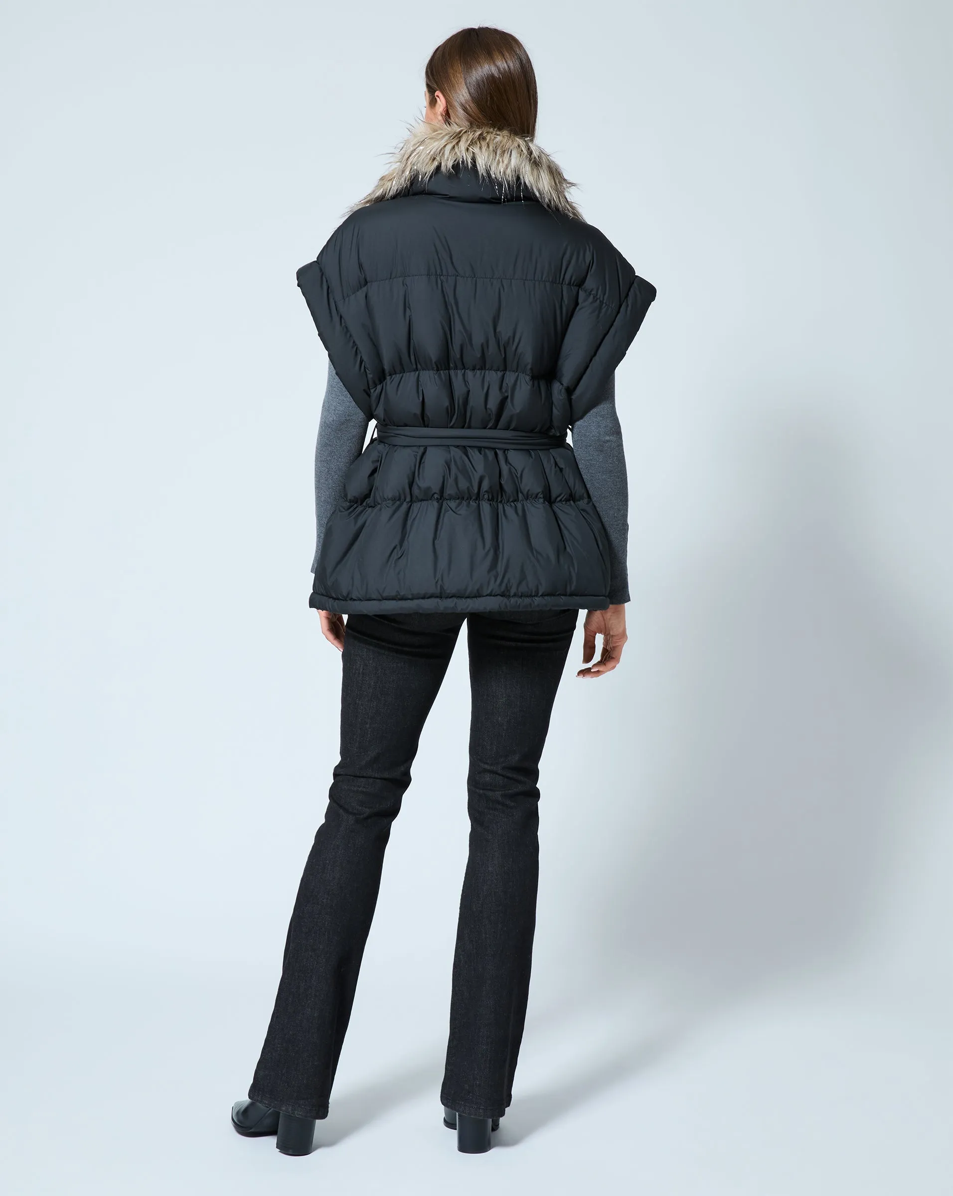 Apres Fox Faux Fur Collar Puffer Vest