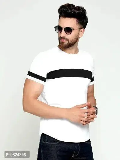 AUSK Men's Cotton Half Sleeve Round Neck Striped Tshirt