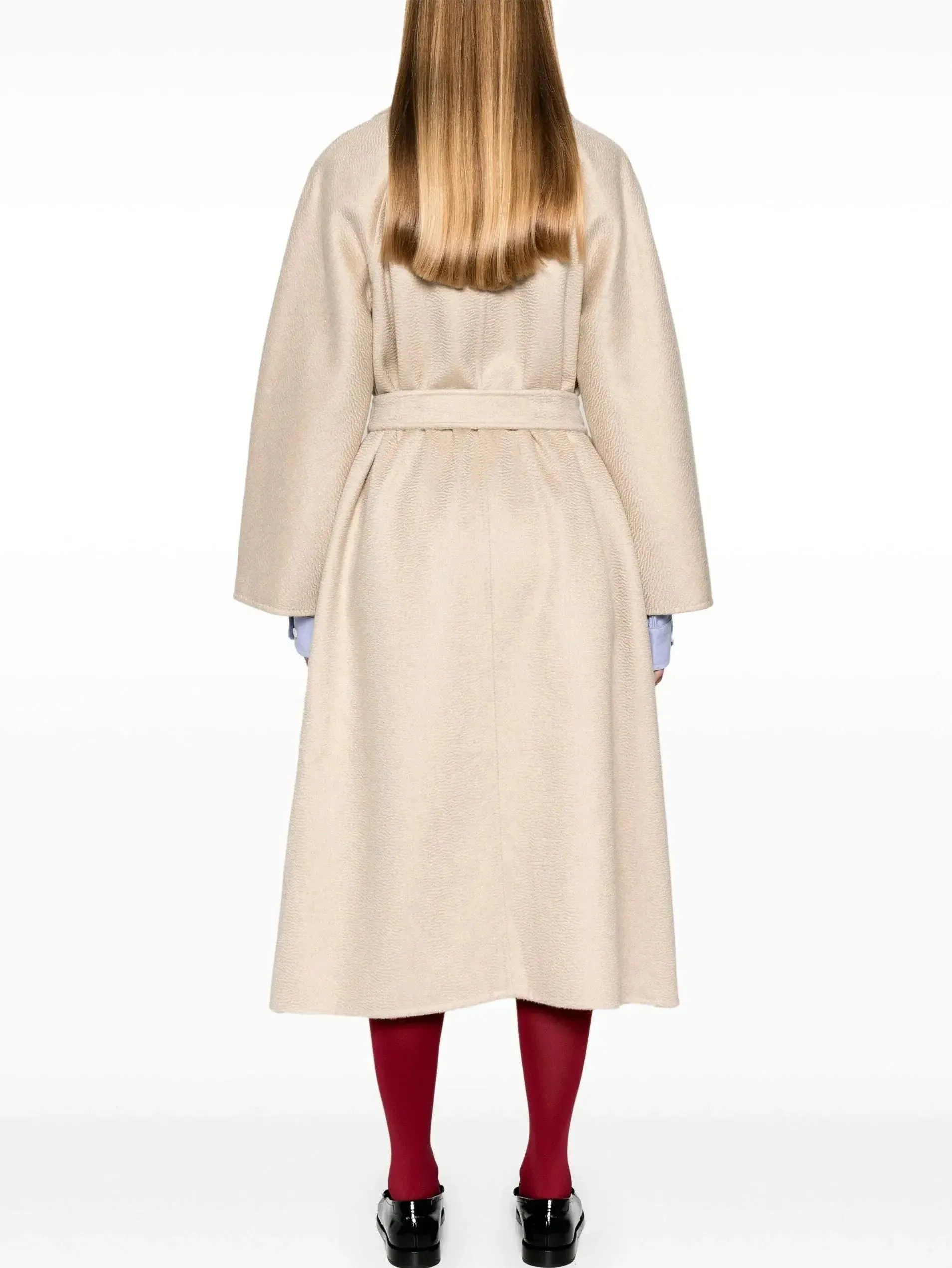 Belted Cashmere and Wool Coat in Sand Beige