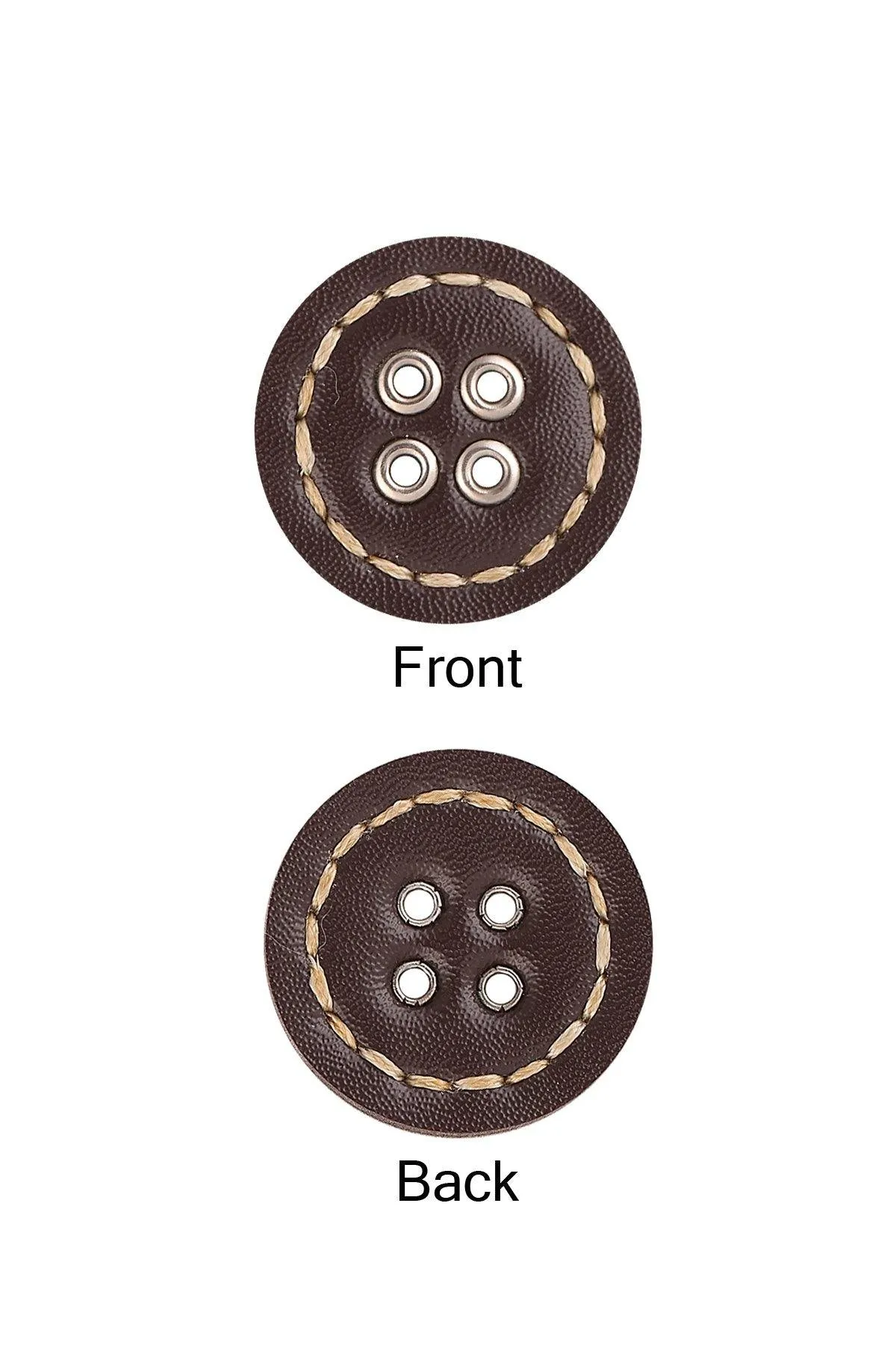 Black & Brown 4 Eyelet Hole Stitched Leather Button