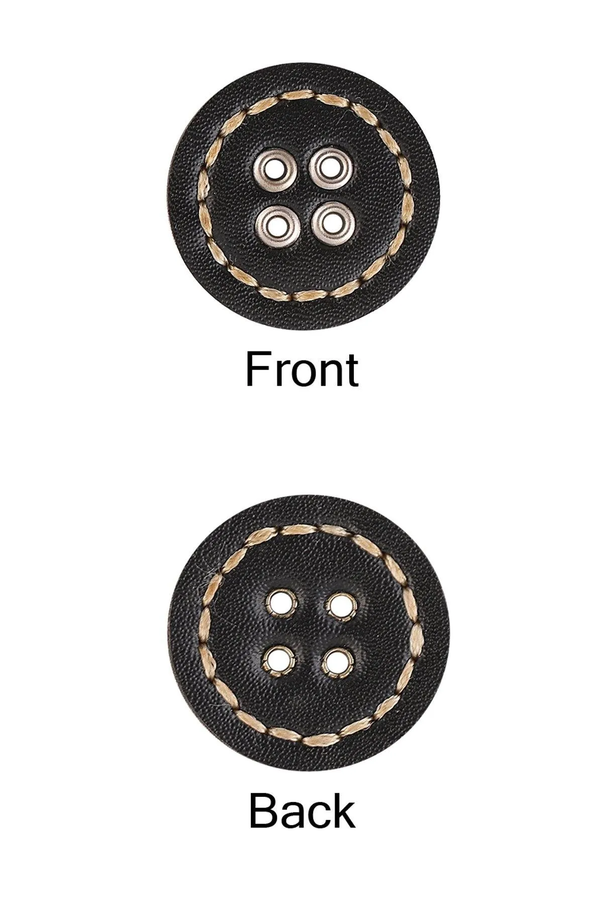 Black & Brown 4 Eyelet Hole Stitched Leather Button