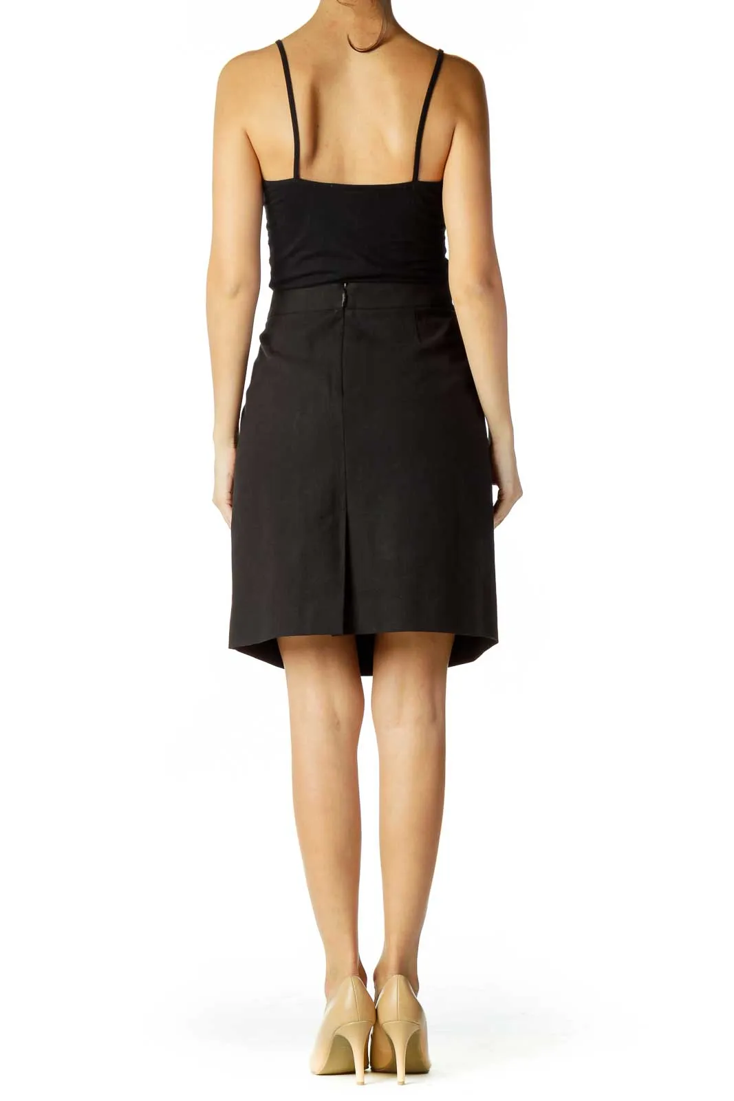 Black Linen Pleated Skirt