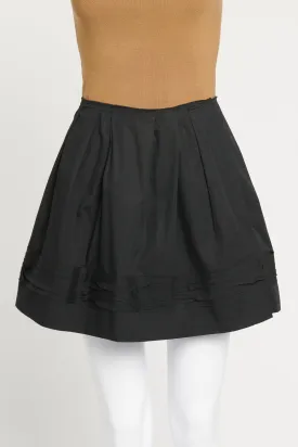 Black Pleated Layered Preowned Mini Skirt