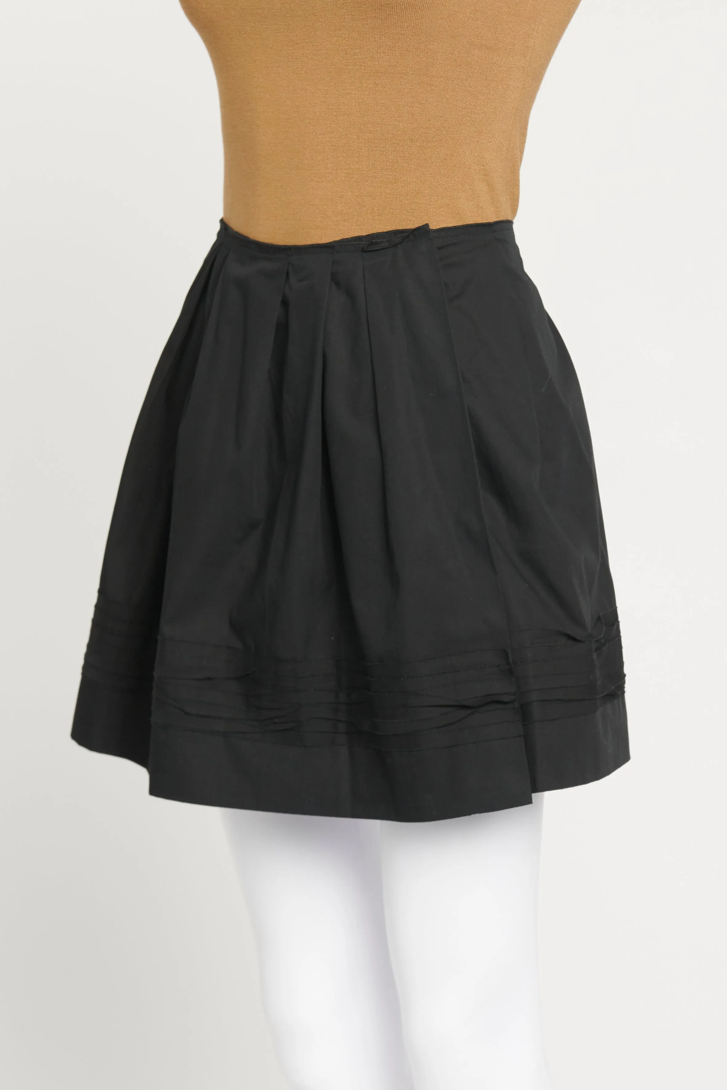 Black Pleated Layered Preowned Mini Skirt