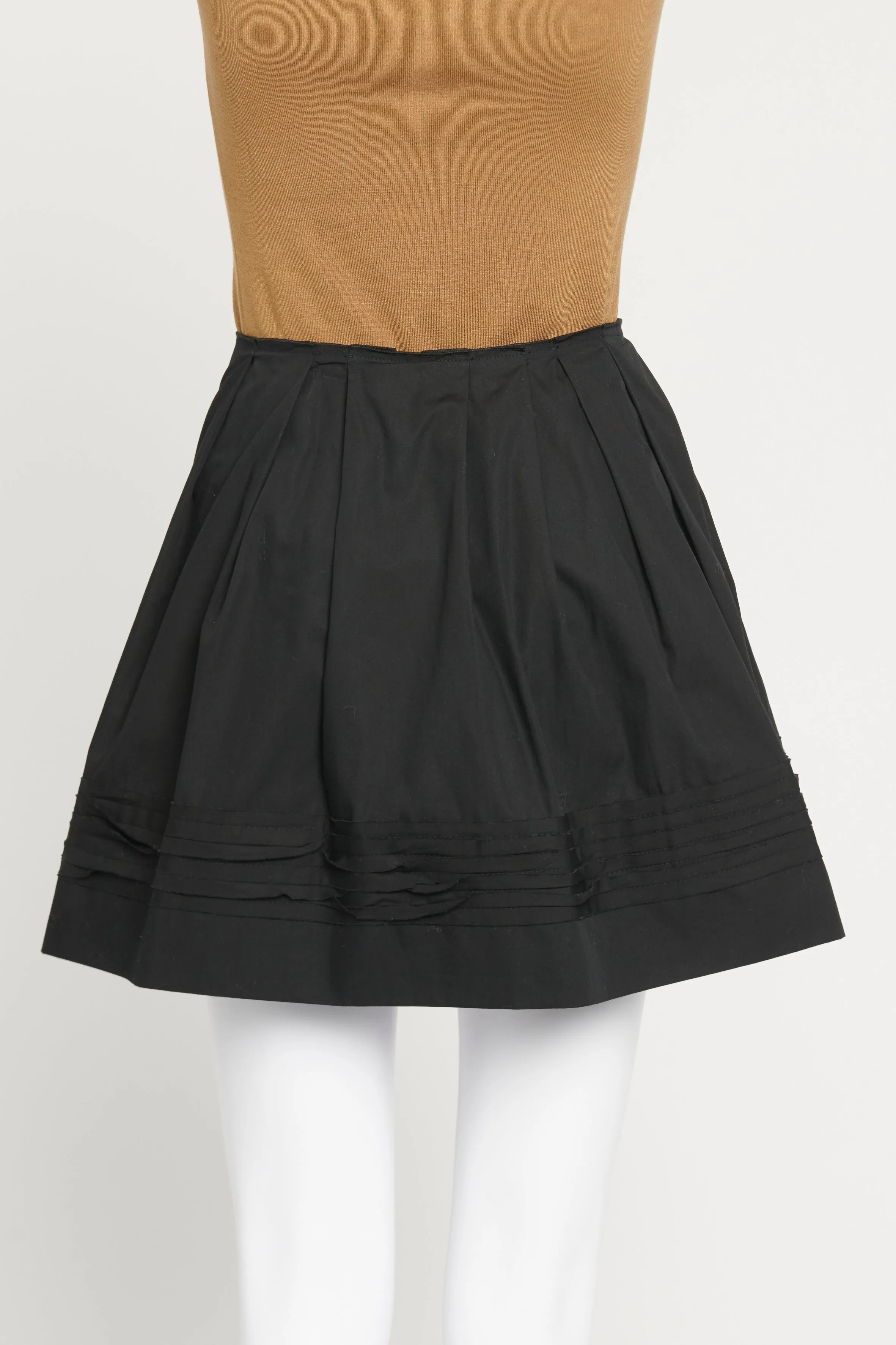 Black Pleated Layered Preowned Mini Skirt