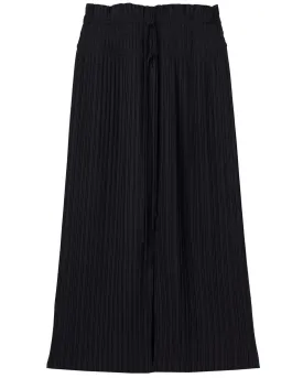 Black Pleated Stella Midi Skirt