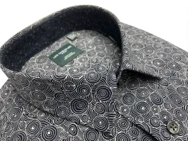 Black Printed 100% Cotton Hidden Button Down Collar Long Sleeve Shirts