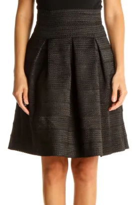 Black Textured Brunch A-Line Skirt