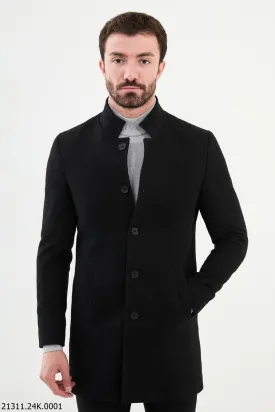 Brabion Marco Long Slim Fit Black Coat