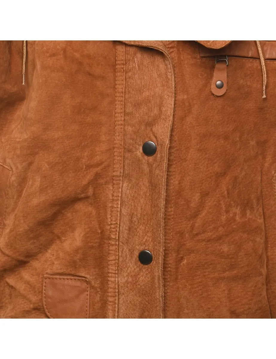 Brown & Paisley Lined Suede Jacket - M