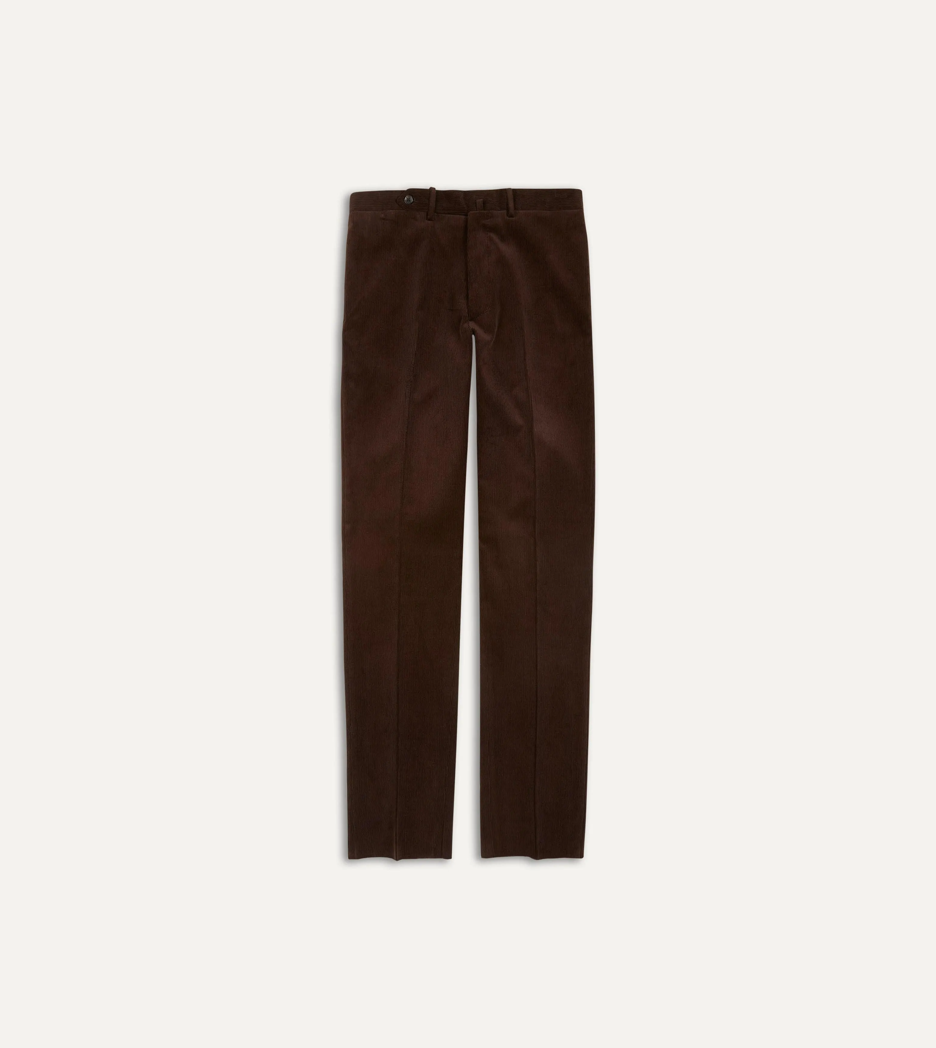 Brown Mid-Wale Corduroy Flat Front Trouser