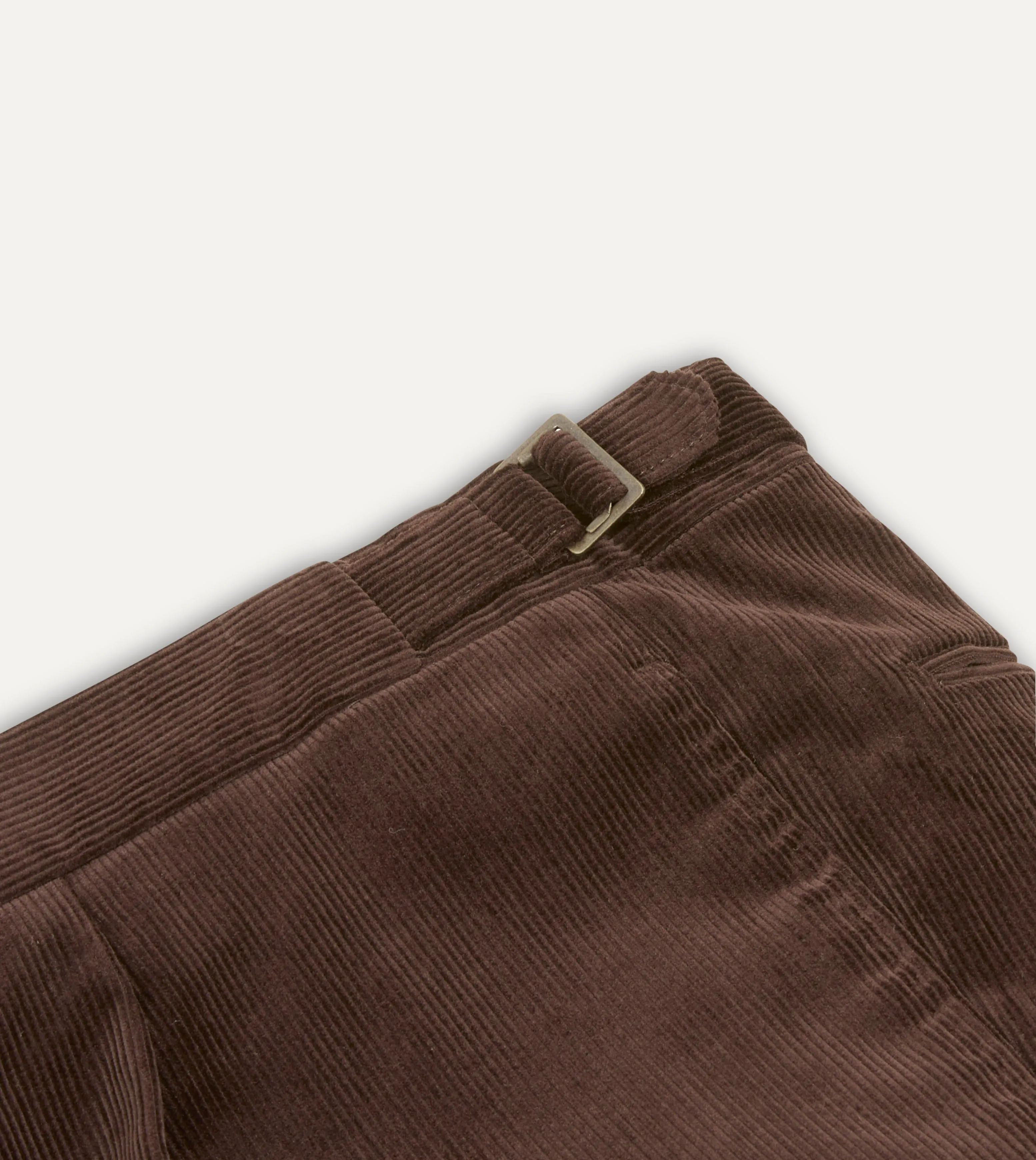 Brown Mid-Wale Corduroy Single Pleat Trouser