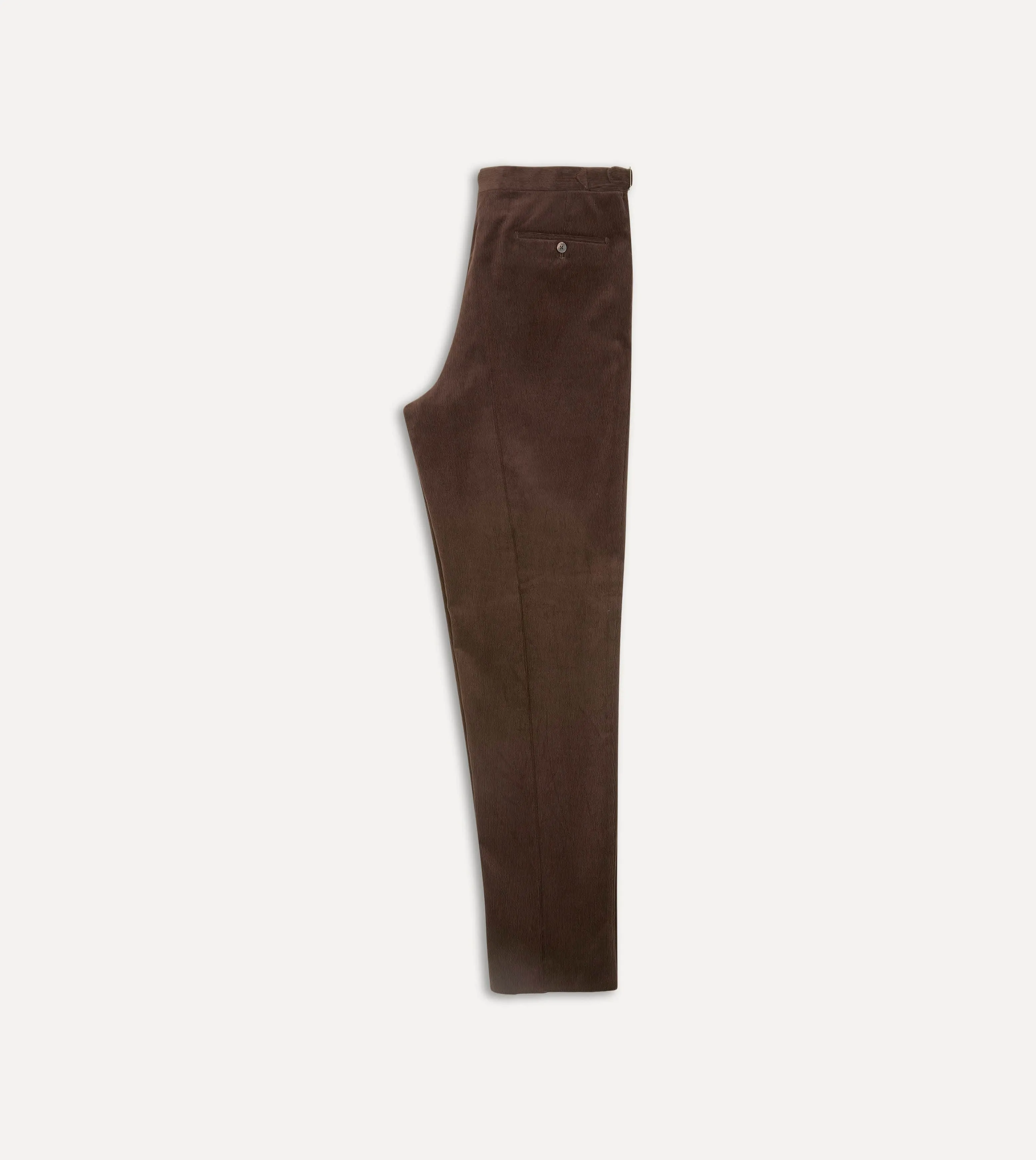 Brown Mid-Wale Corduroy Single Pleat Trouser