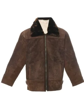 Brown Shearling Suede Jacket - XL