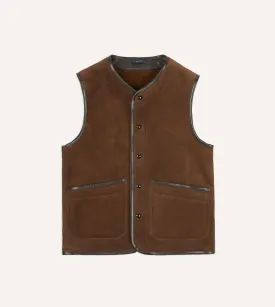 Brown Suede Shearling Vest