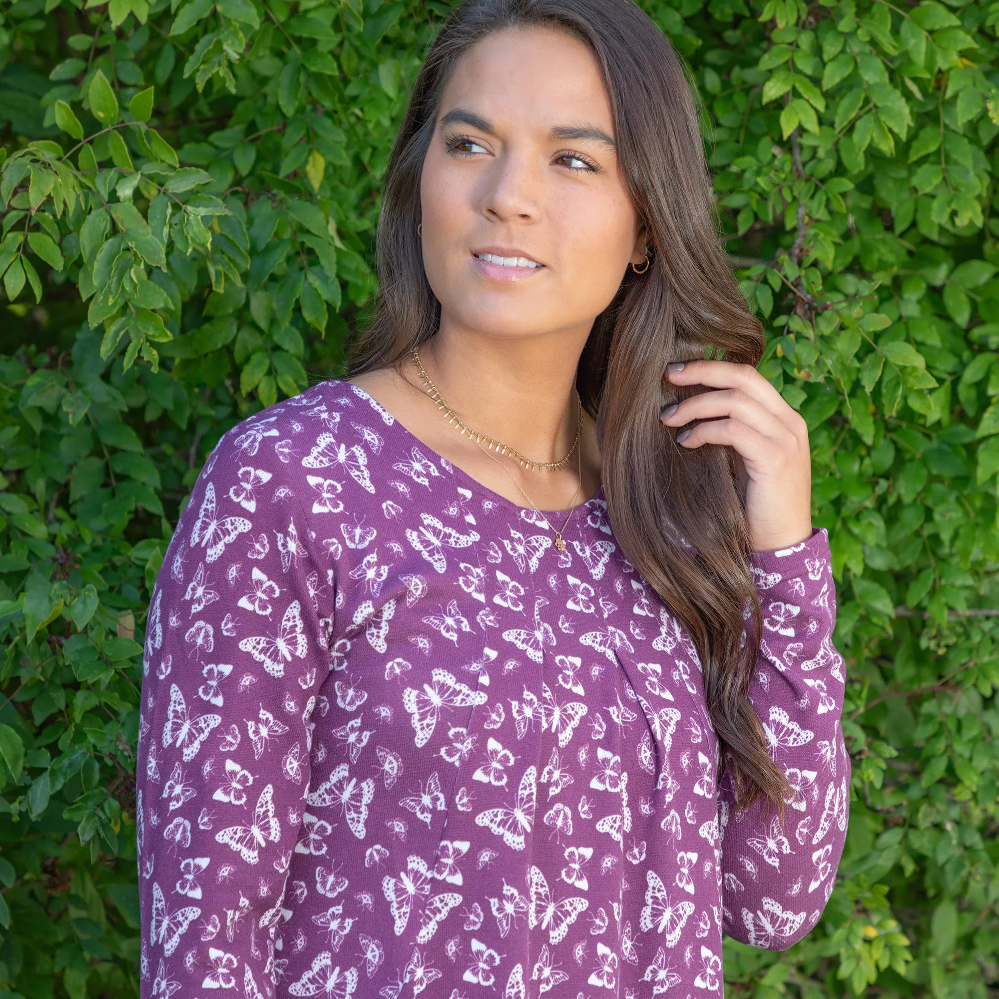 Butterfly Long Sleeve Tunic With Pockets