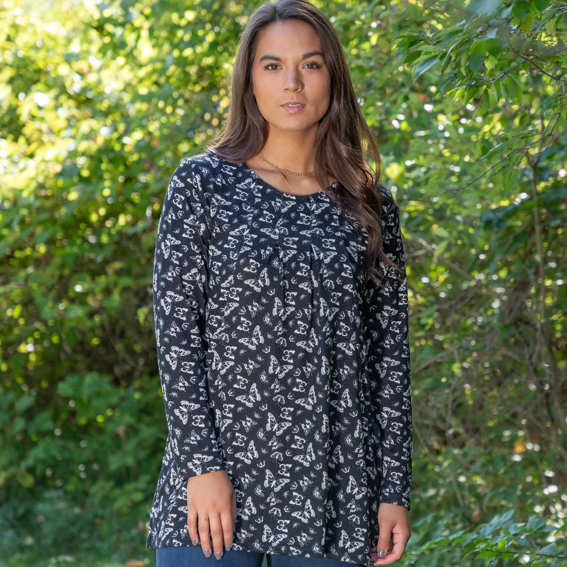 Butterfly Long Sleeve Tunic With Pockets