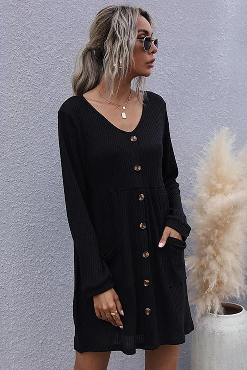 CASUAL BUTTON DOWN MIDI DRESS