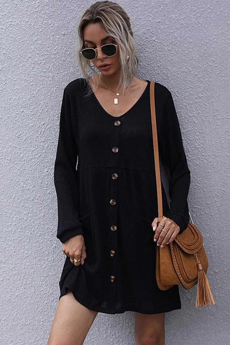 CASUAL BUTTON DOWN MIDI DRESS