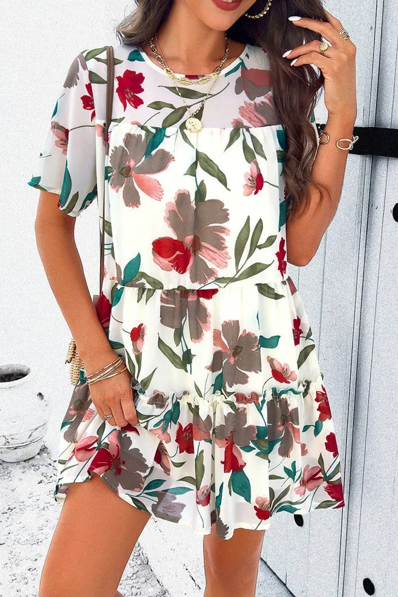 CASUAL HOLIDAY PRINT SHORT SLEEVE DRESS_CWDSD2405