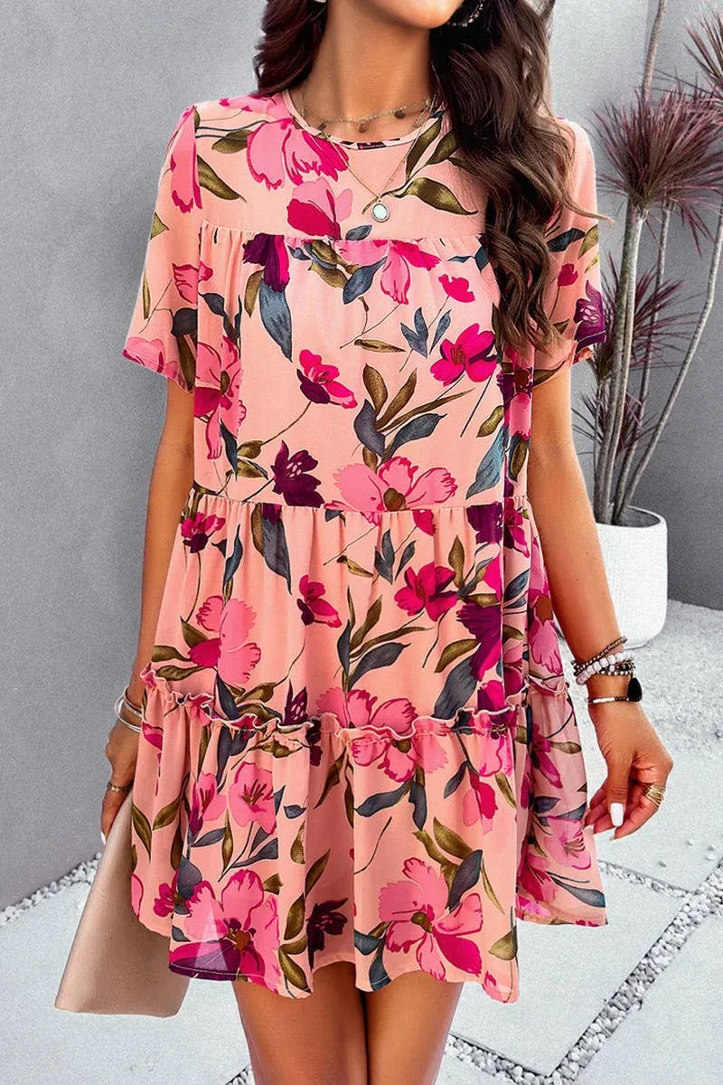 CASUAL HOLIDAY PRINT SHORT SLEEVE DRESS_CWDSD2405