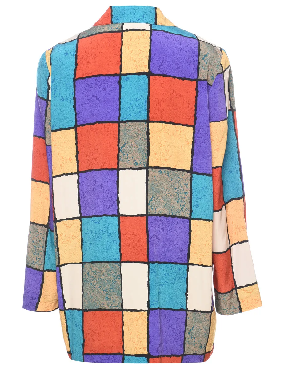 Checked 1980s Multi-Colour Blazer - L