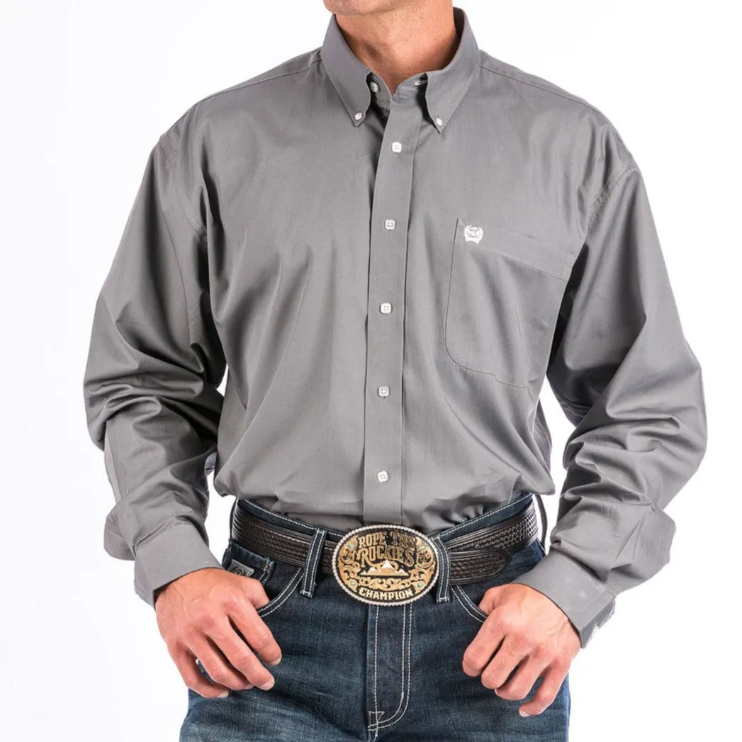 Cinch Men's Classic Fit Solid Gray Western Shirt