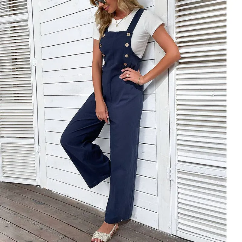 COTTON HEMP WIDE LEG OVERALLS_CWBLP0647