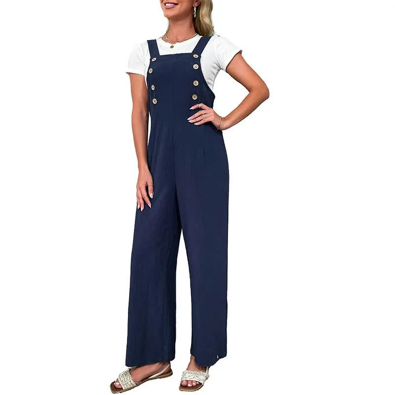 COTTON HEMP WIDE LEG OVERALLS_CWBLP0647