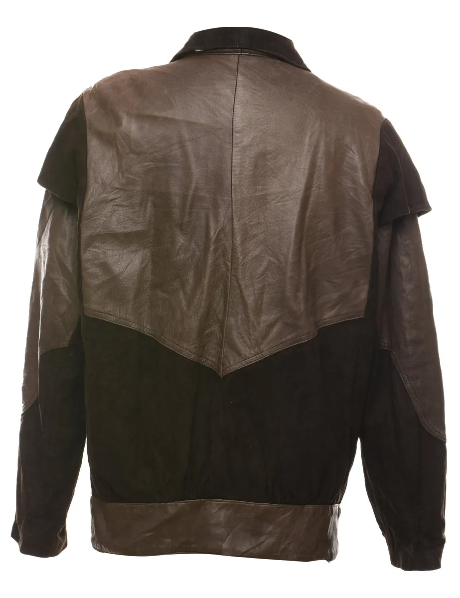 Dark Brown Suede & Leather Jacket - L