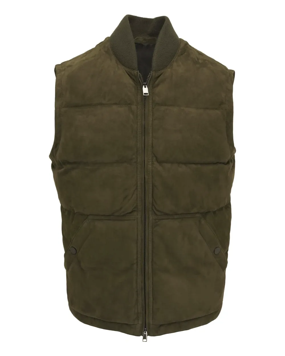 Dark Green Suede Puffer Vest