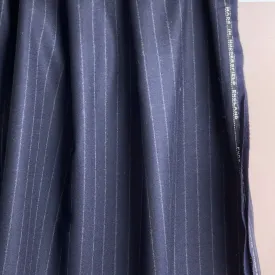 Deadstock Yarn Dyed Navy Pinstripe Pure Wool Suiting Fabric