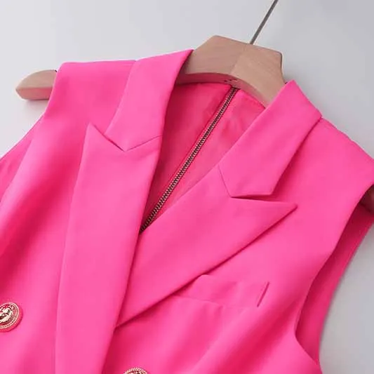 Double Breasted Gold Button Rose Blazer Dress Women Mini Blazer Dresses