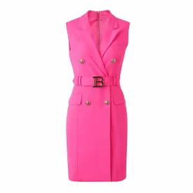 Double Breasted Gold Button Rose Blazer Dress Women Mini Blazer Dresses