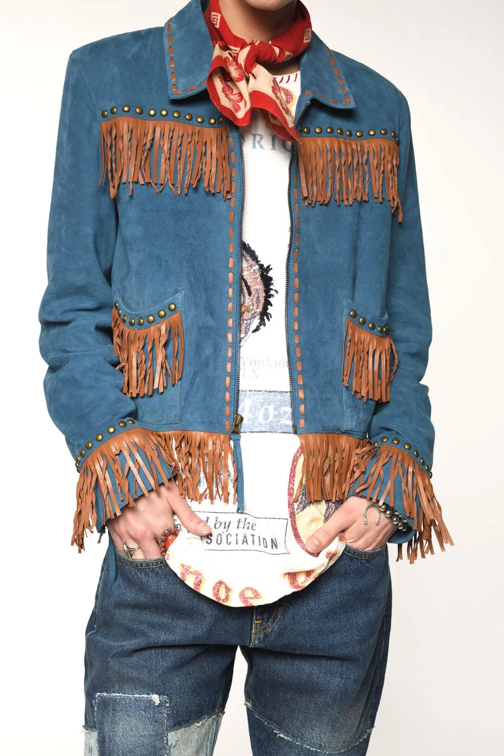 Double D Ranchwear Dark Bandana Blue Roustabout Jacket