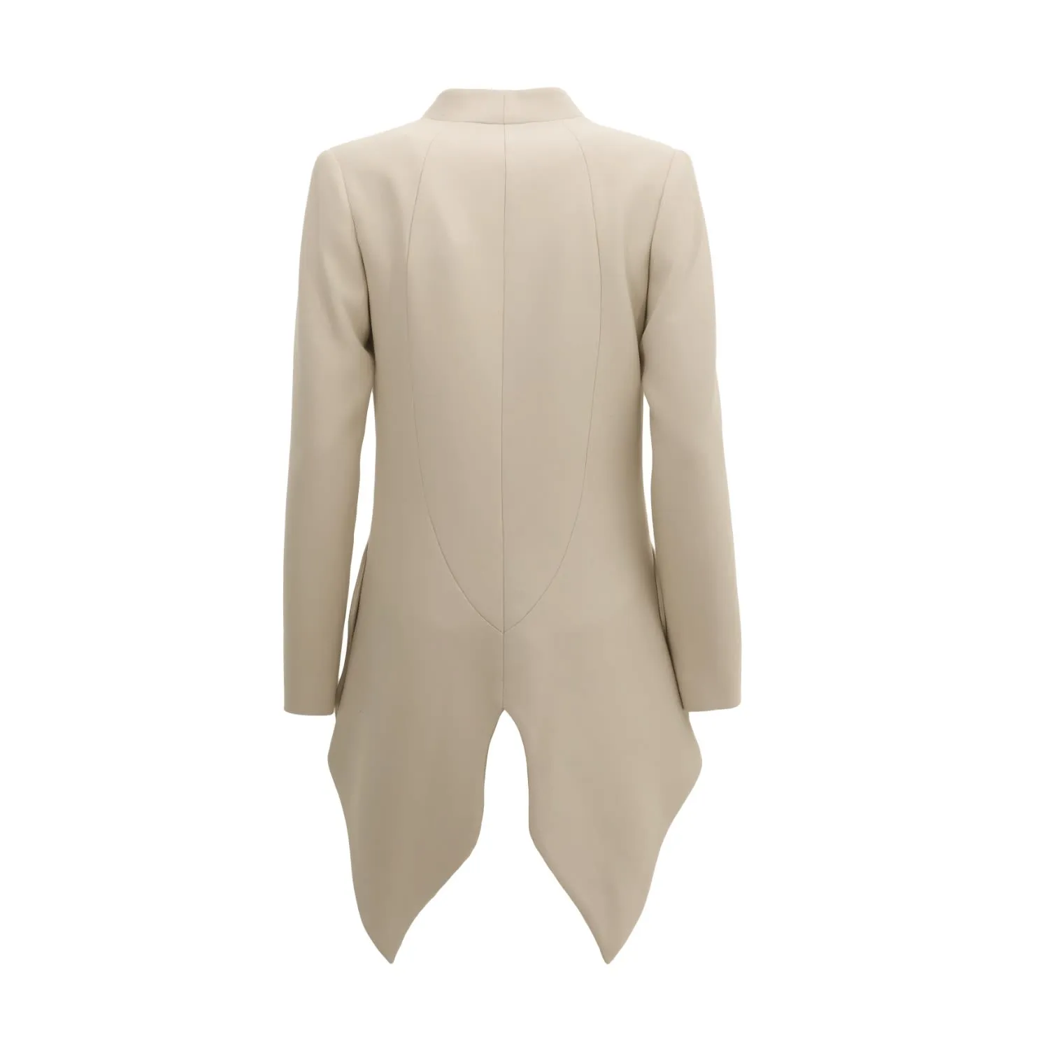 Elegant Blazer With Curved Hem Beige-Gray