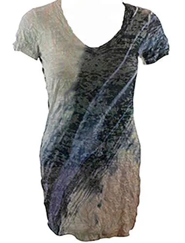 Elvis Laskin Clothing - Angled Lines, Short Sleeve Abstract Casual Design Printed Top