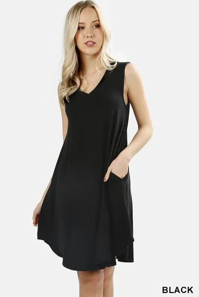 Essential Sleeveless V Neck Tunic Dress