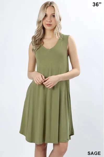 Essential Sleeveless V Neck Tunic Dress