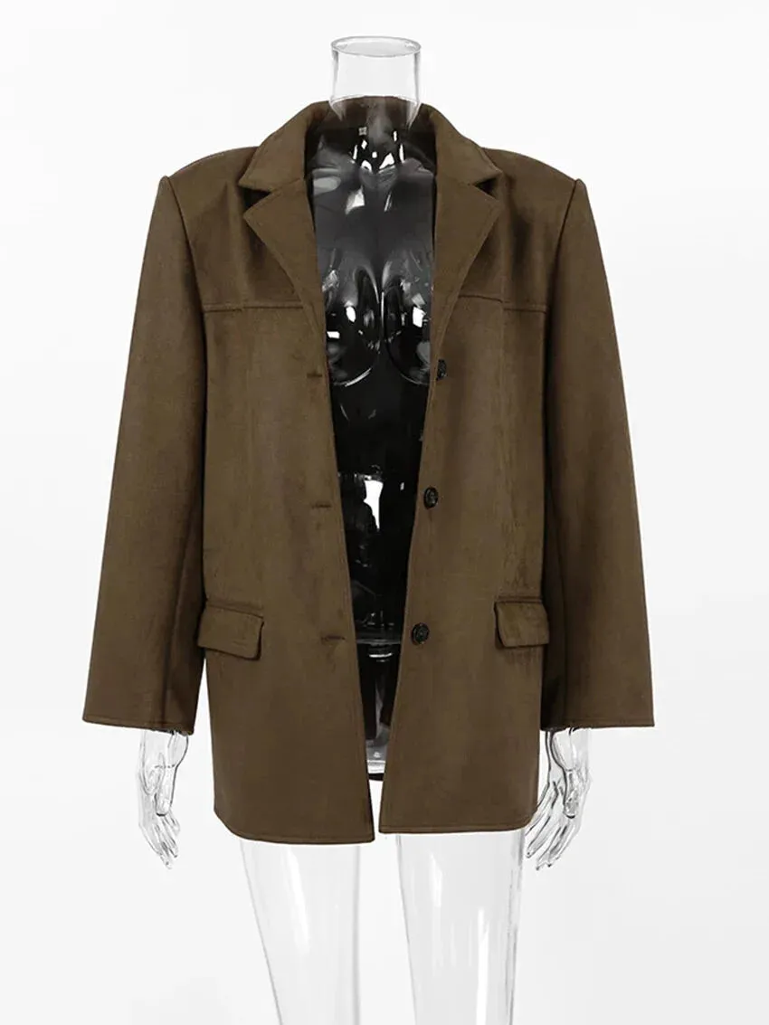 Faux Suede Brown Velvet Coat – Luxe Fall Fashion