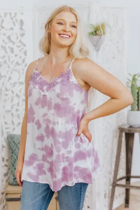 Feels Like Butterfly Kisses Embellished Tank Top in Lilac