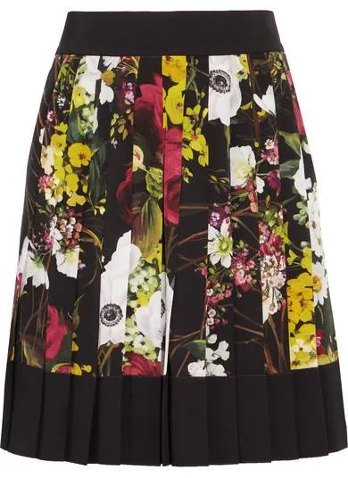 'Fiori' Pleated Floral-Print Mini Skirt