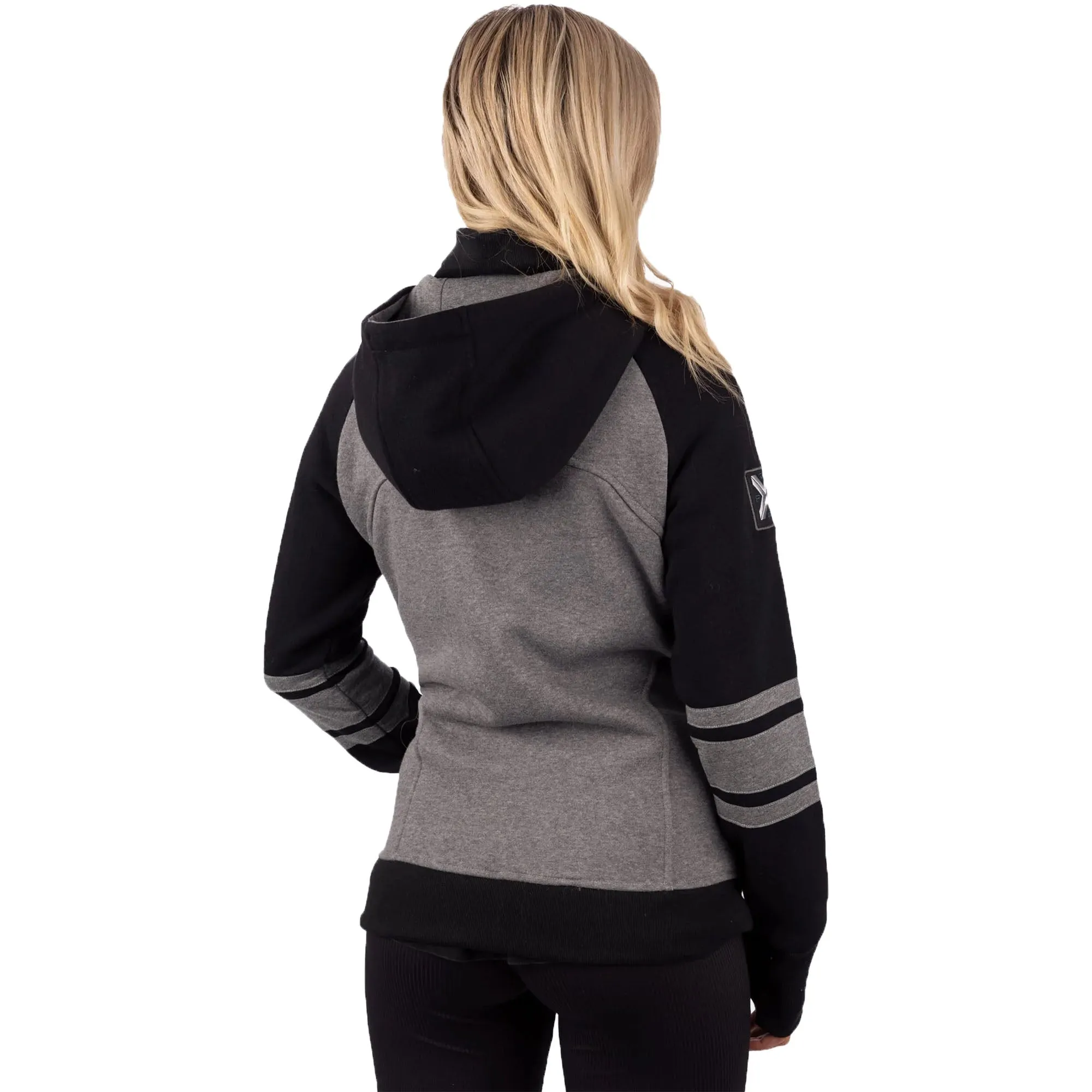 FXR  Grey Heather Ocean Womens Ride Hoodie Full Front Zip Soft Cotton Fleece