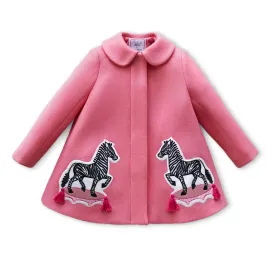 Girls Pink Zebra Coat - Willa Heart Collection