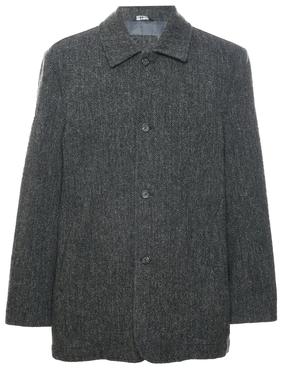 Harris Tweed Herringbone Tweed Wool Coat - XL